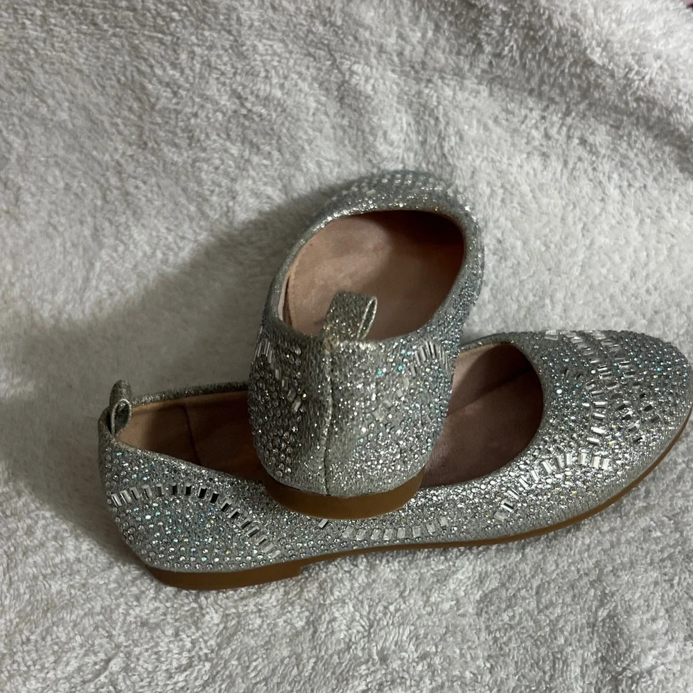 Girls Silver Glitter Dress Flats - Olive & Eden